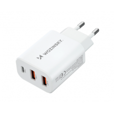 Tinklo įkroviklis 220V 2xUSB + USB C 30W baltas (white) Wozinsky CWCUCW
